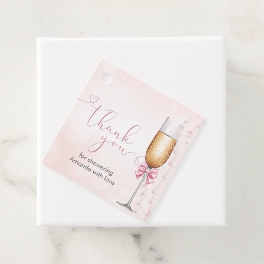 Parel- en Prosecco Roze Bruidsdouche Bedankjes Labels (In situ)