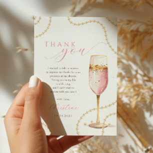 Parel- en Prosecco Roze Gouden Bruidsdouche Bedankkaart