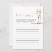 Parel en Prosecco Wie Ben Ik Bruiloftsspel Kaart (Voorkant)