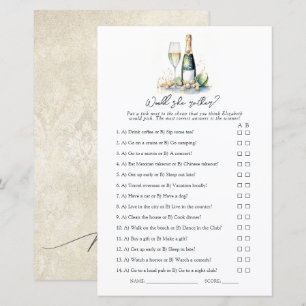 Parel en Prosecco, Zou Ze Liever? Bruidsfeestspel