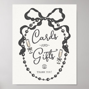 Parel- en Prosecco Zwarte Strik Kaarten & Cadeaus Poster