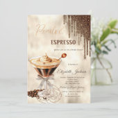 Parel Espresso Strik Glitter Druppels Kaart (Staand voorkant)