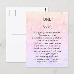 Parel, geboortesteen voor verjaardag in juni briefkaart