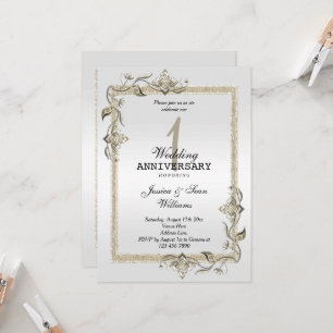 Parel Glans & Glitter & Platina 1e Huwelijk Kaart