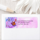 Parel Hart Roze Rozen Vlinders Paar Adres Etiket (Insitu)