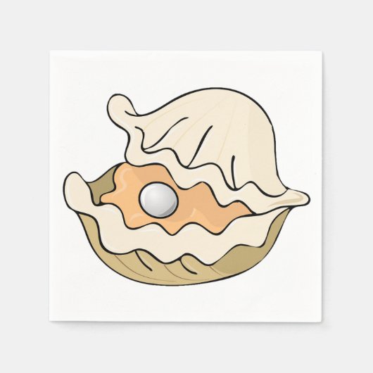 Parel in een oester papieren servetten (Voorkant)