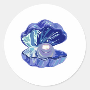 Parel in een zeeschelp ronde sticker