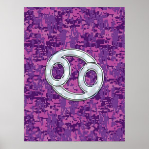 Parel Like Cancer Sterrenbeeld op Digitale Camo Poster