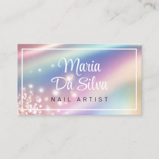 Parel pastel regenboog glitter visitekaartje