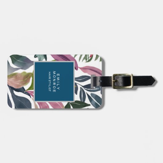 Parel Plain Moderne Minimalistische Bloemen Bagagelabel (Voorkant horizontaal)