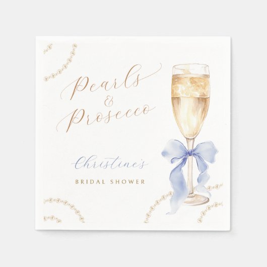 Parel & Prosecco Blauwe Bruidsdouche Servetten (Voorkant)