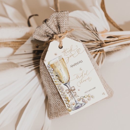 Parel & Prosecco Bruidsfeest Bedankt Cadeaulabel