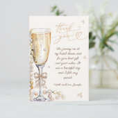 Parel & Prosecco Bruidsfeest Dank Je Bedankkaart (Staand voorkant)