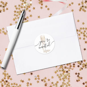 Parel & Prosecco Bruiloftsfeest Ronde Sticker
