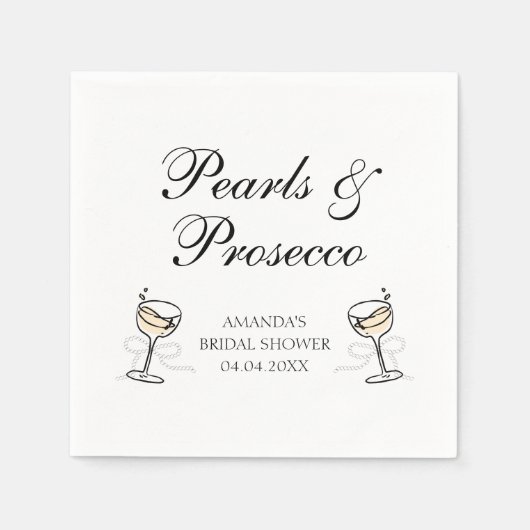 Parel & Prosecco Elegante Bruidsdouche Servet (Voorkant)
