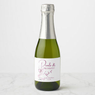 Parel & Prosecco Roze Elegante Bruiloft Sparkling Wijnetiket