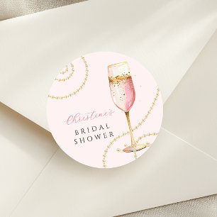 Parel Prosecco Roze Goud Bruidsdiner Ronde Sticker