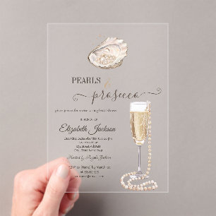 Parel & Prosecco Sunset Beach Schelp Acryl Uitnodigingen