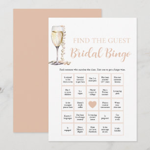 Parel & Prosecco Vind de Gast Bruidsbingo Game Kaart