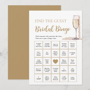 Parel & Prosecco Vind de Gast Bruidsbingo Game Kaart