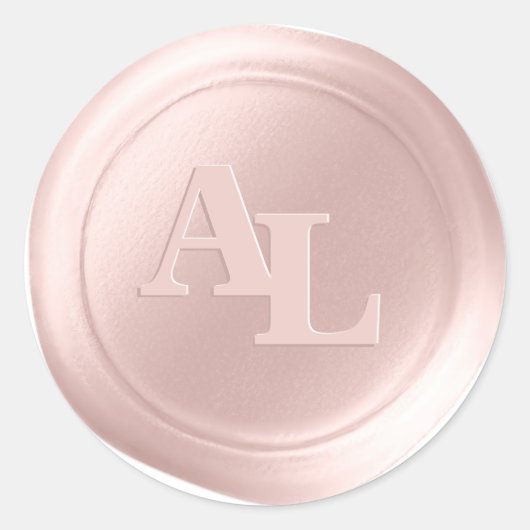 Parel Roze Wax Seal Monogram Bruiloft Stickers (Voorkant)