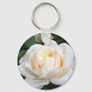 Parel Witte Roos Sleutelhanger
