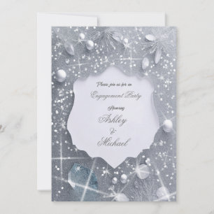 parel zilver verlovingsfeest glitters lovertjes kaart