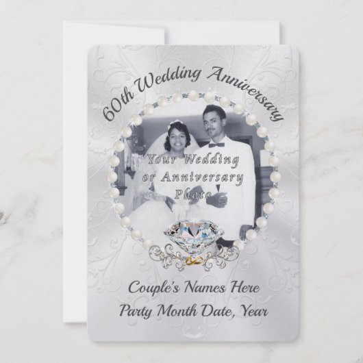 Parelglans uitnodigingen voor 60-jarig huwelijksju (Voorkant)