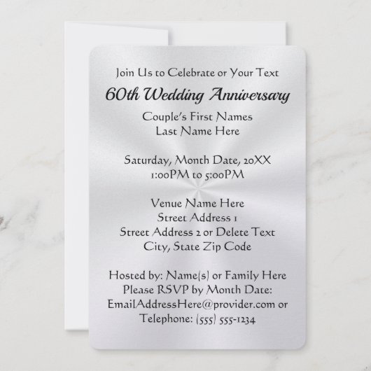 Parelglans uitnodigingen voor 60-jarig huwelijksju (Achterkant)