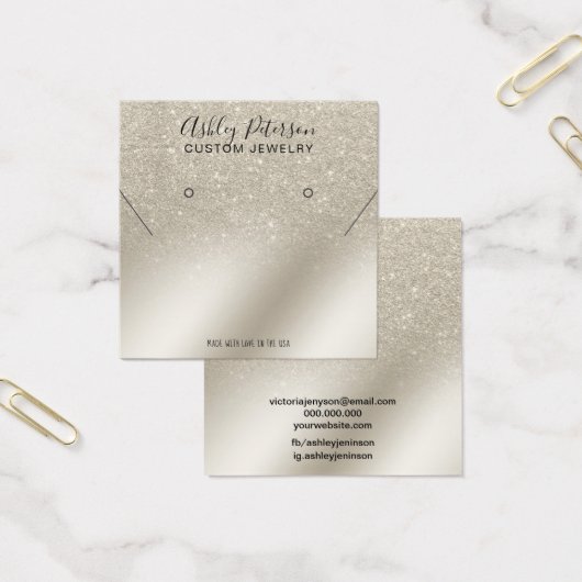 parelglitter iory ketting stuks oorscherm vierkante visitekaartjes (Kantoor)