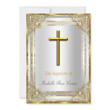 Parelgoud Witte Doop/Doopfeest Uitnodiging