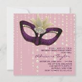 Parelgroze Maskerade Feest Uitnodigingen (Achterkant)