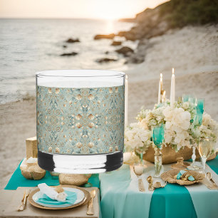 Parelkust Elegantie Seafoam Nauticale Gedrukte Roc Whisky Glas