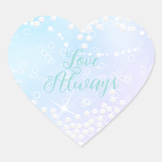 Parelmoer Blauw Roze  Hart Sticker (Voorkant)