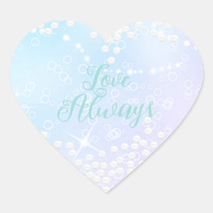 Parelmoer Blauw Roze schijnt Hart Sticker
