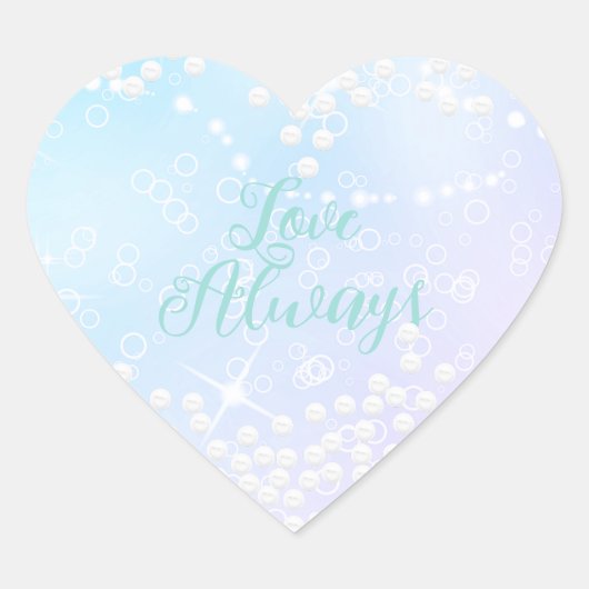 Parelmoer Blauw Roze Schitteren Hart Sticker (Voorkant)