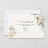 Parelmoer en prosecco bloemige bruidsdouche bedankkaart (Achterkant)