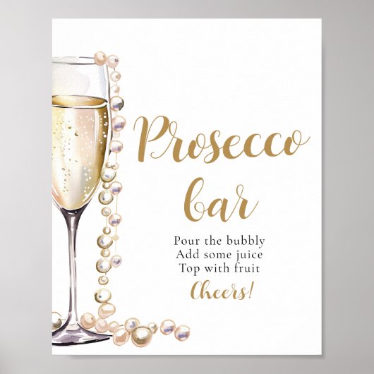 Parelmoer en Prosecco Champagne Prosecco Bar Bord Poster (Voorkant)