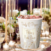 Parelmoer en Prosecco Moderne Elegante Bruidsborre Papieren Bekers