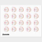 Parelmoer en Prosecco Stof Roze Rozen Bruidsuitnod Ronde Sticker (Vel)