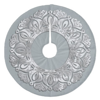 Parelmoer Filigree Rand Grijs met Elke Kleur Fleece Kerstboom Rok