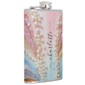 Parelmoer geschilderde parels schelpen heupfles (Rechts)