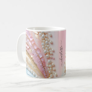 Parelmoer geschilderde parels schelpen koffiemok