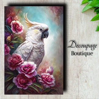 Parelmoer Grace Witte Kaketoe Decoupage Tissuepapier