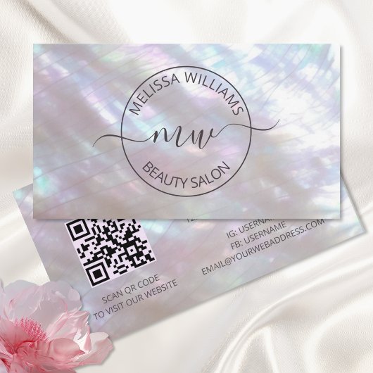 parelmoer iriserende pioen visitekaartje