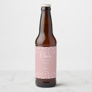 Parelmoer op stoffige roze trouw bierfles label bier etiket