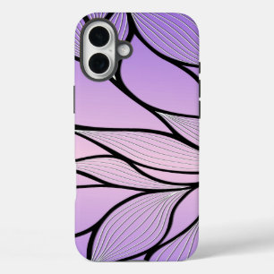Parelmoer Paarse Creative Leave Pattern iPhone 16 Plus Hoesje