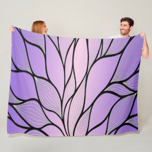 Parelmoer Paarse Creative Leave Pattern Fleece Deken