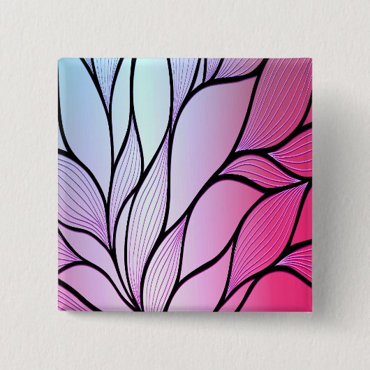 Parelmoer Paarse Creative Leave Pattern Vierkante Button 5,1 Cm (Voorkant)