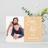 Parelmoer Sinaasappel en Bruiloft Wit Save the Dat Save The Date (Staand voorkant)